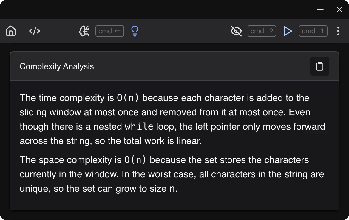 Complexity analysis generated by CodingInterviewAI